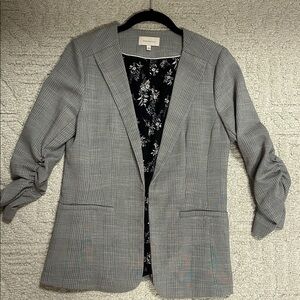 Skies Are Blue Roja Gray Plaid Collarless Checkered Blazer Stitch Fix